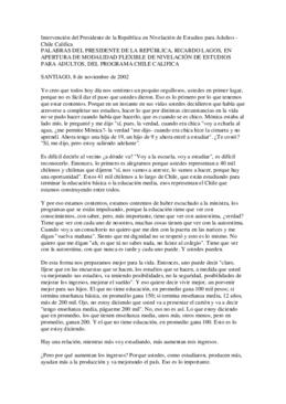 Intervención del Presidente de la República en Nivelación de Estudios para Adultos -Chile Califica