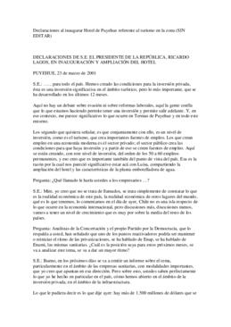 Declaraciones de S.E. el Presidente de la República Ricardo Lagos, en inauguración y ampliación d...