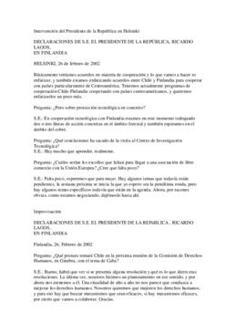 Intervención del Presidente de la República en Helsinki