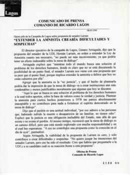 Extender la amnistía crearía dificultades y sospechas. Opinó jefe de la campaña de LAgos sobre pr...