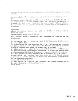 Proposición de Proceso de Democratización y Constitución de Organismos del Partido Por la Democracia