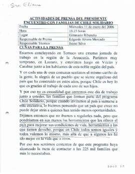 Actividades de prensa del Presidente de la República. Encuentro con beneficiarios de Chile Solidario