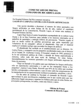 Lagos en campaña contra los fuegos artificiales. En Hospital Roberto del Río comenzó iniciativa