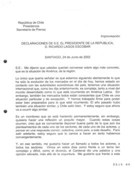 Declaraciones de S.E. el Presidente de la República, d. Ricardo Lagos Escobar