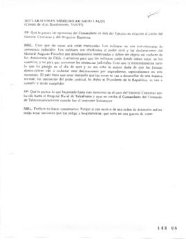 Declaraciones de Ministro Ricardo Lagos