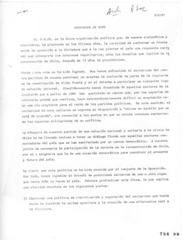 Propuesta de Voto. Minuta de Partido Socialista relativa a Buscar Solución a Crisis de Chile