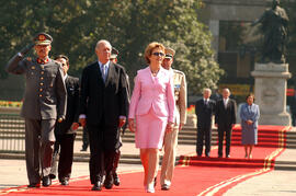 Primer Mandatario Ricardo Lagos, recibe a la Presidenta de Irlanda, Mary McAleese