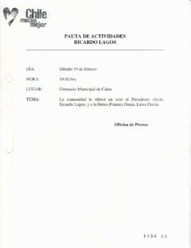 Pauta de actividades de Ricardo Lagos.