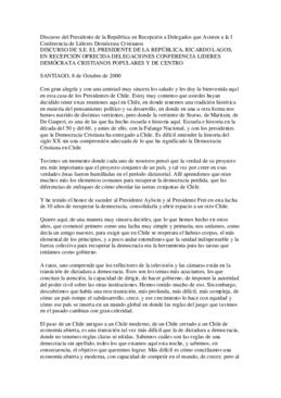 Discurso del Presidente de la República en Recepción a Delegados que Asisten a la I Conferencia d...