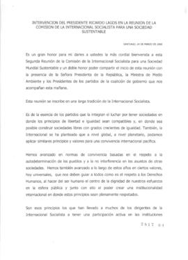 Intervención de Ricardo Lagos en reunión de la Comisión de la Internacional Socialista para una S...