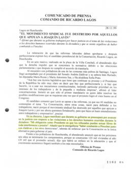 Lagos en Huechuraba: El movimiento sindical fue destruido por aquellos que apoyan a Joaquín Lavín