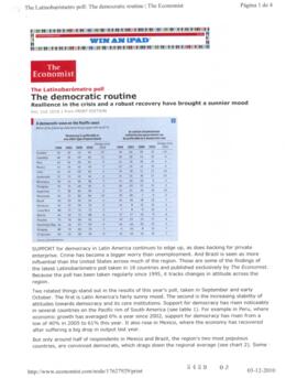 The Latinobarómetro poll, The Democratic Routine. Artículo