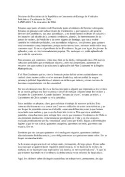 Discurso del Presidente de la República en Ceremonia de Entrega de Vehículos Policiales a Carabin...