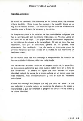 Temas de Candidatura Presidencial de Ricardo Lagos Etnias y Pueblo Mapuche