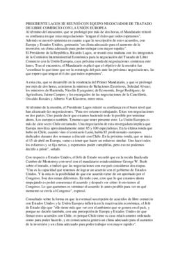 Reunión con Com. Interministerial Económica - Negociación TLC U.E