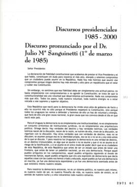 Discurso Pronunciado por el Doctor Julio María Sanguinetti