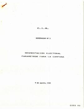 Memorándum Nº3: Segmentación Electoral. Parámetros para la Campaña