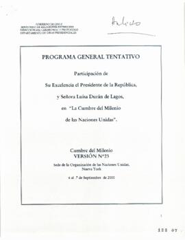 Programa General Tentativo Participación de su excelencia el Presidente de la República, y Señora...