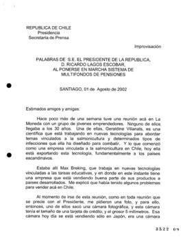 Palabras de S.E. el Presidente de la República, D. Ricardo Lagos Escobar, al Ponerse en Marcha Si...