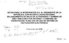 Notas para Intervención del Presidente de la República en Lanzamiento de Inicio de Actividades y ...