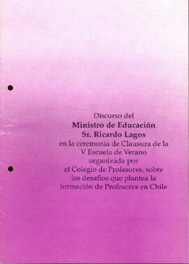 Discurso de Ministro de Educación Ricardo Lagos relativo a Promulgación de Estatuto Docente. Publ...