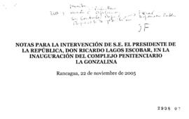 Notas para Intervención del Presidente de la República en Inauguración del Complejo Penitenciario...