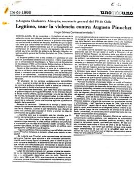 Legítimo usar la violencia contra Augusto Pinochet. Artículo