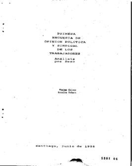 Primera Encuesta de Opinión Política y Sindical de los Trabajadores. Análisis por sexo