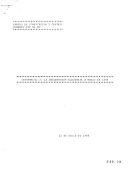 Informe Nº3: La Inscripción Electoral a Marzo de 1988