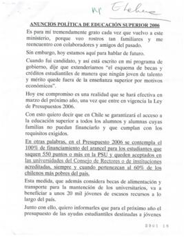 Anuncios política de educación superior 2006