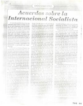 Acuerdos sobre la Internacional Socialista. Documento en prensa