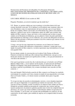 Declaraciones del Presidente de la República, Ricardo Lagos luego de reuniones bilaterales durant...