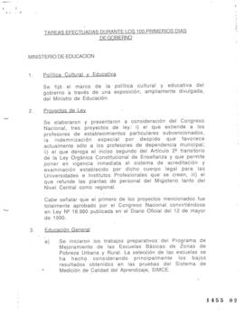 Tareas Efectuadas durante los 100 Primeros Días de Gobierno