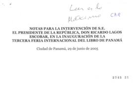 Notas para Discurso del Presidente de la República en Inauguración Tercera Feria Internacional de...