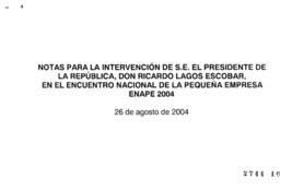 Notas para Intervención del Presidente de la República en Encuentro Nacional de Pequeña Empresa