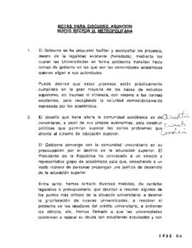 Notas para Discurso Asunción Rector Universidad Metropolitana