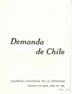 Demanda de Chile. Acuerdo de Asamblea Nacional de Civilidad