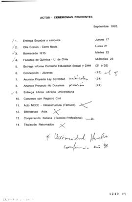 Actos y Ceremonias Pendientes del Ministerio de Educación