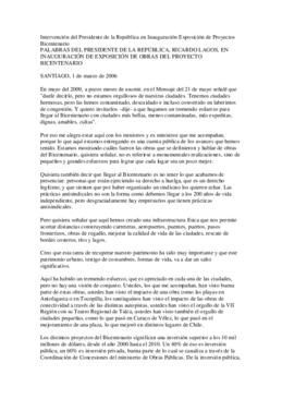 Intervención del Presidente de la República en Inauguración Exposición de Proyectos Bicentenario