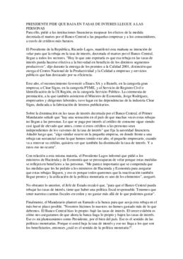 Presidente de la República pide que la baja en tasas de interés llegue a las personas. Comunicado...