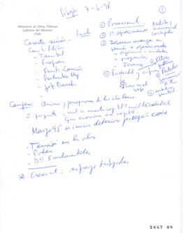 Anotaciones de Ricardo Lagos en Reunión Fundación Chile 21
