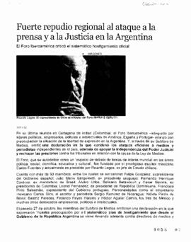 Fuerte repudio regional al ataque a la prensa y a la Justicia en la Argentina. Artículo de prensa