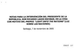 Notas para Intervención del Presidente de la República en Cena con Motivo del Premio Luz Sobre la...