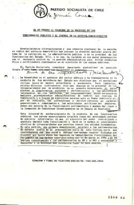 El PS frente al problema de la probidad de los Funcionarios Públicos y Control de la Gestión Admi...