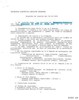 Secretaría Ejecutiva Comisión Programa Acuerdos Reunión 26-10-1992