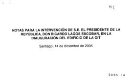 Notas para Intervención del Presidente de la República en Inauguración Edificio de OIT