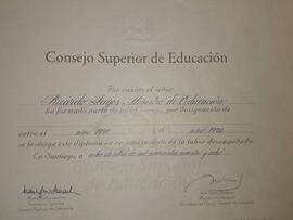 Diploma para Ricardo Lagos Escobar, otorgado como reconocimiento a su labor desempeñada en el Con...