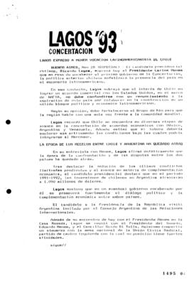Comunicado de Prensa relativo a Declaraciones de Ricardo Lagos Respecto a Vocación Latinoamerican...