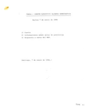 Tabla relativa a Comité Ejecutivo Alianza Democrática
