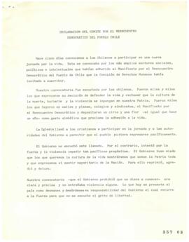 Declaración del Comité por el Reencuentro Democrático del Pueblo de Chile